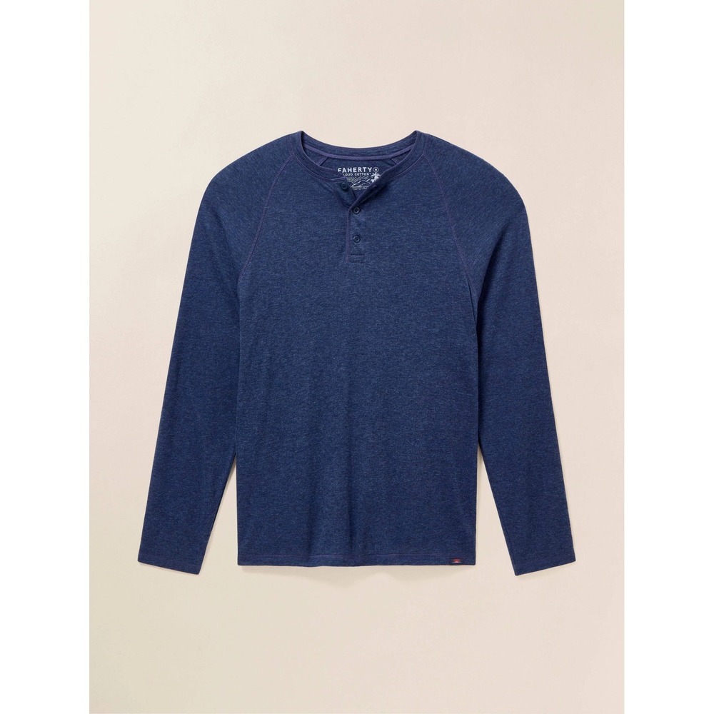 Faherty Cloud Cotton Long Sleeve Henley Pima Modal Baltic Navy Heather Medium